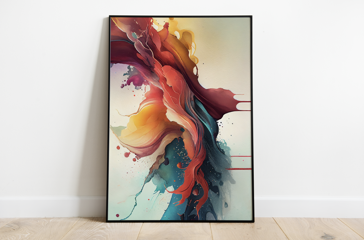 Printed Paint Spill Painting