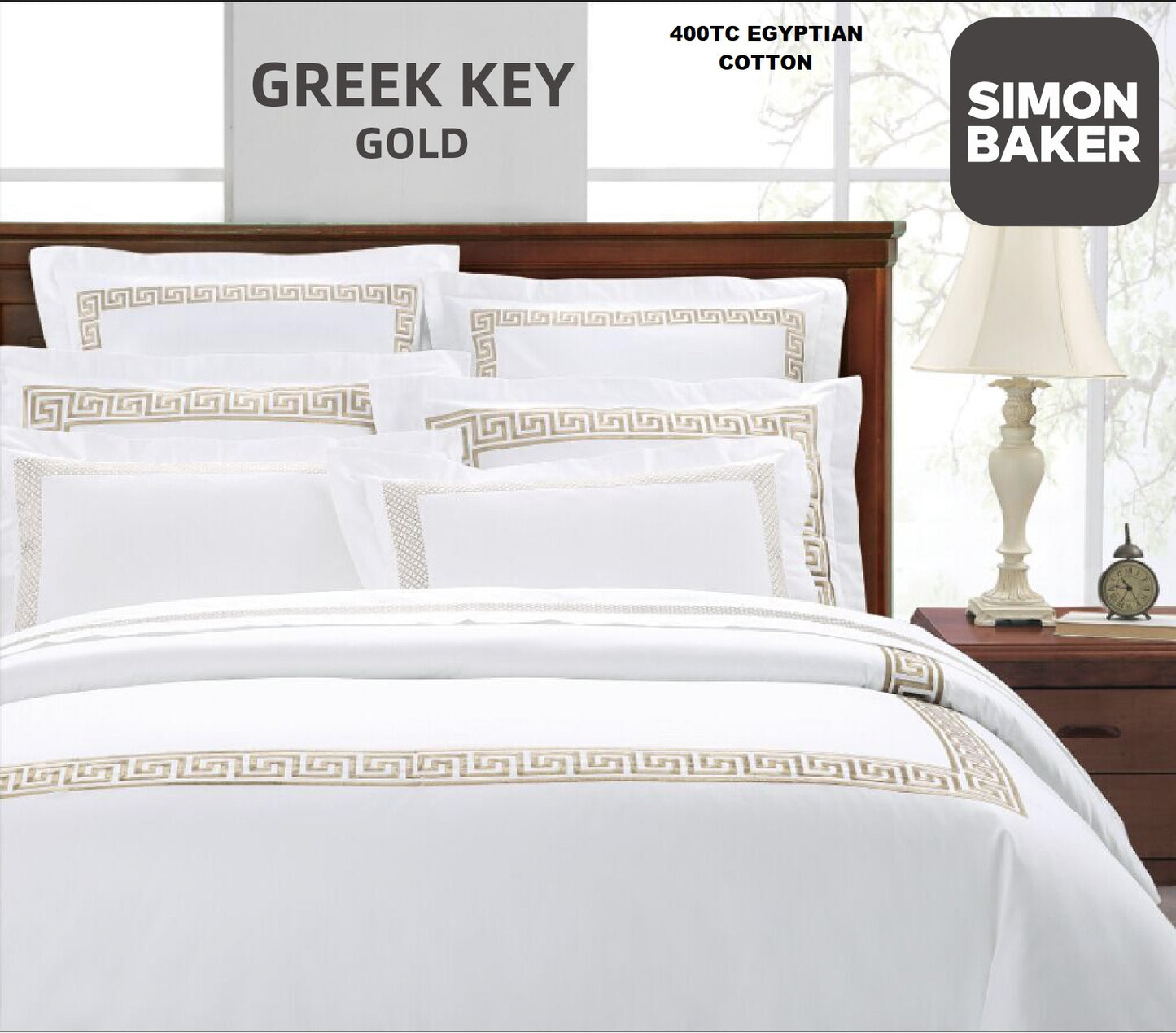 Greek Key Embroidery Duvet Sets