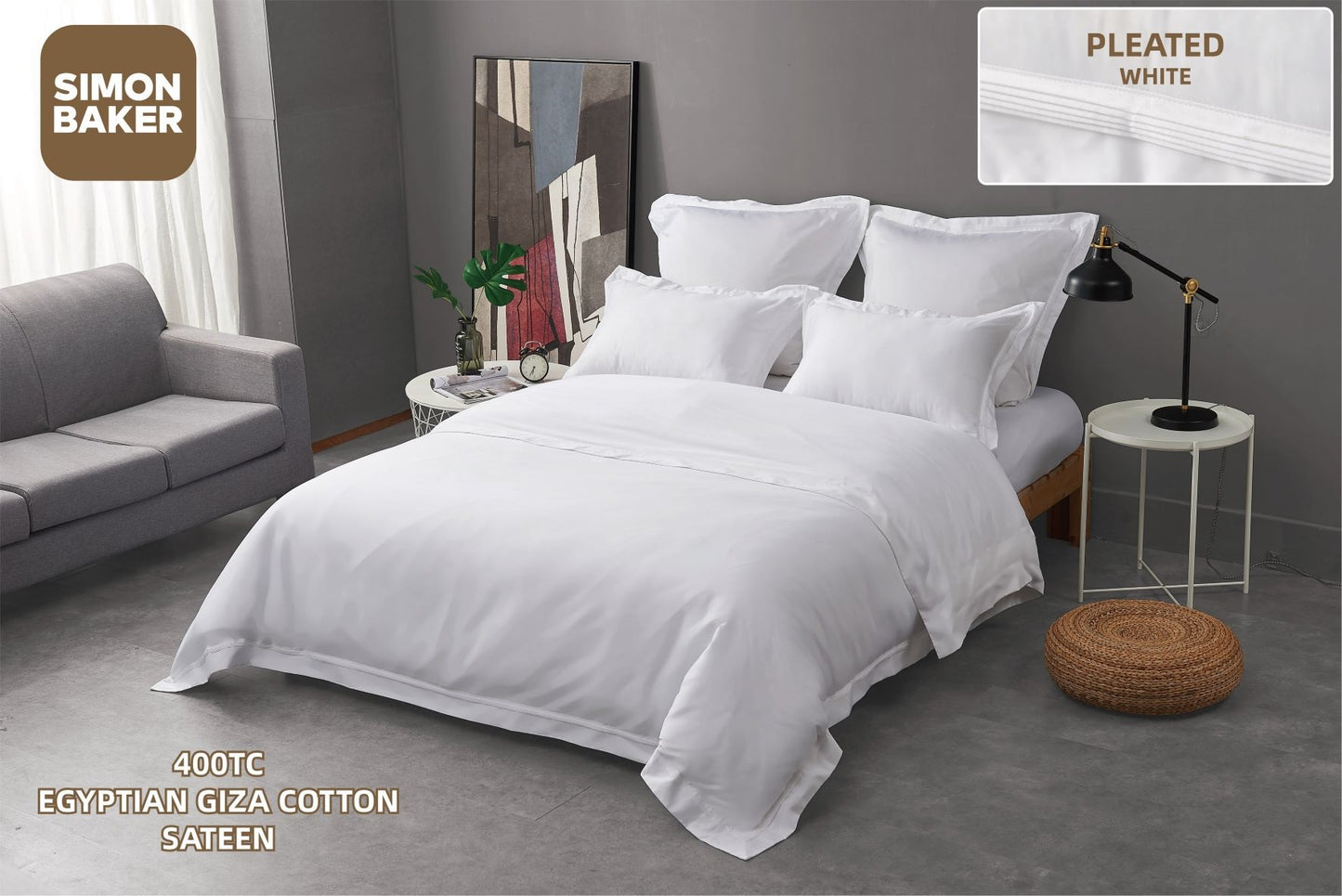 Pleated Egyptian Cotton Duvet Set