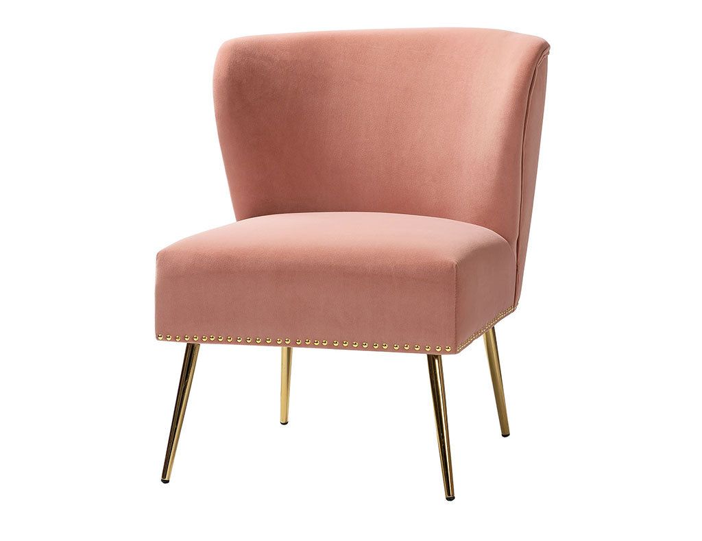 Salmon Pink Velvet Chair