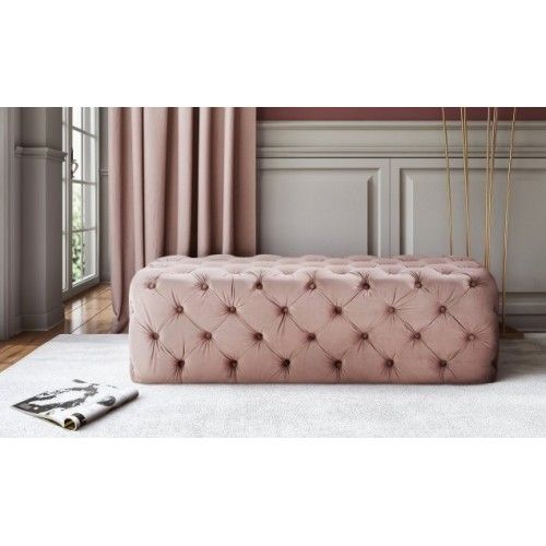Luxury Salmon Pink Diamond Button Ottoman