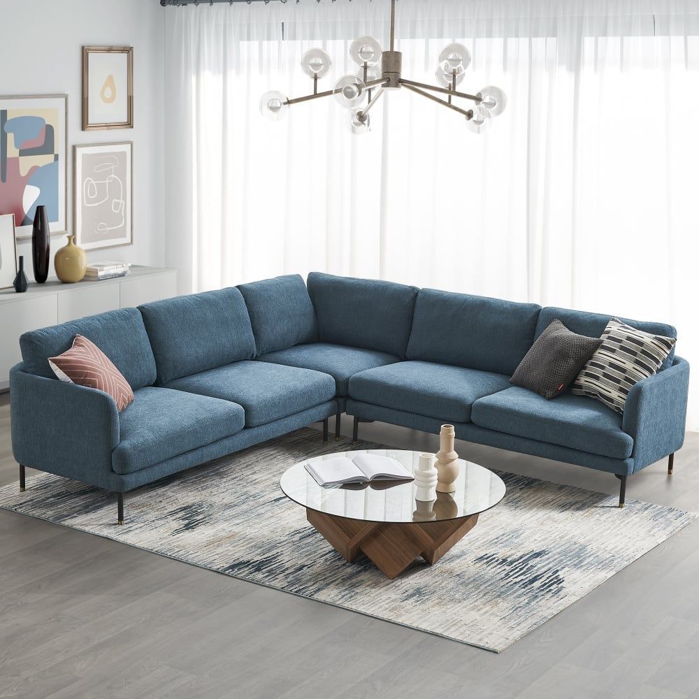 Sky Blue L-Shape Couch