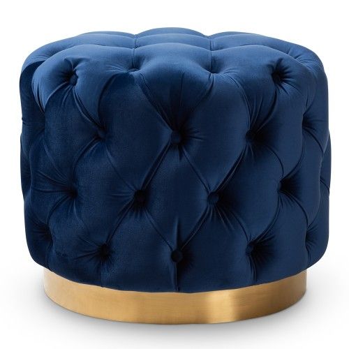 Luxury Blue Tufted Ottoman