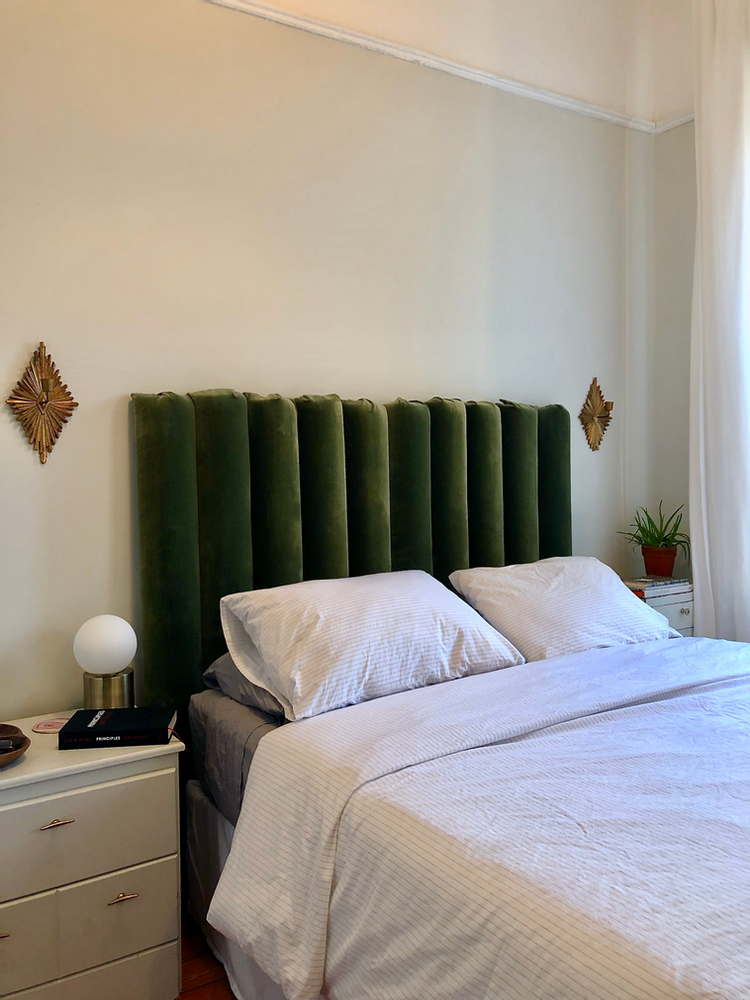 Khaki Green Tufted Headboard