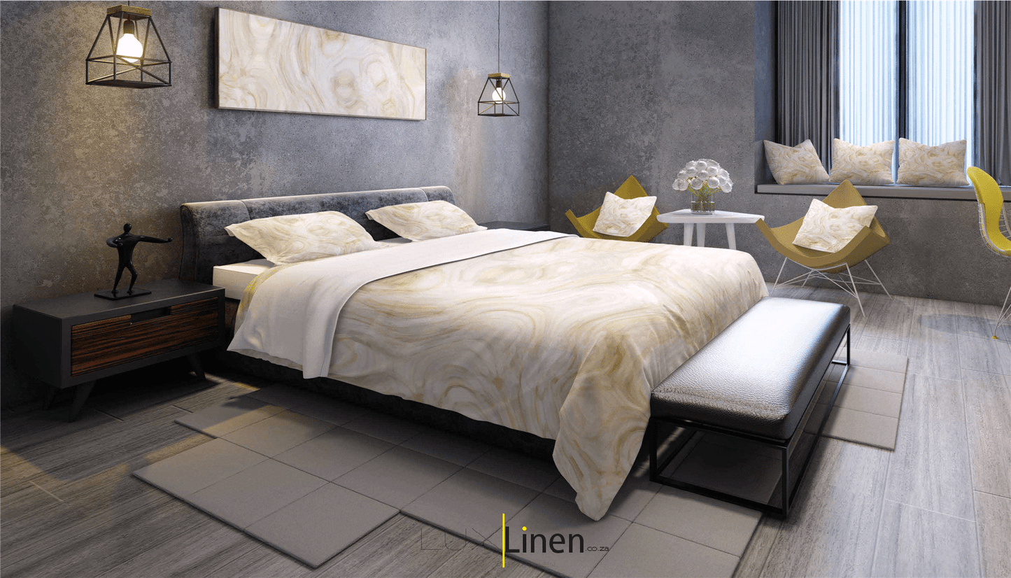 Gold Marble & White Bedding Set