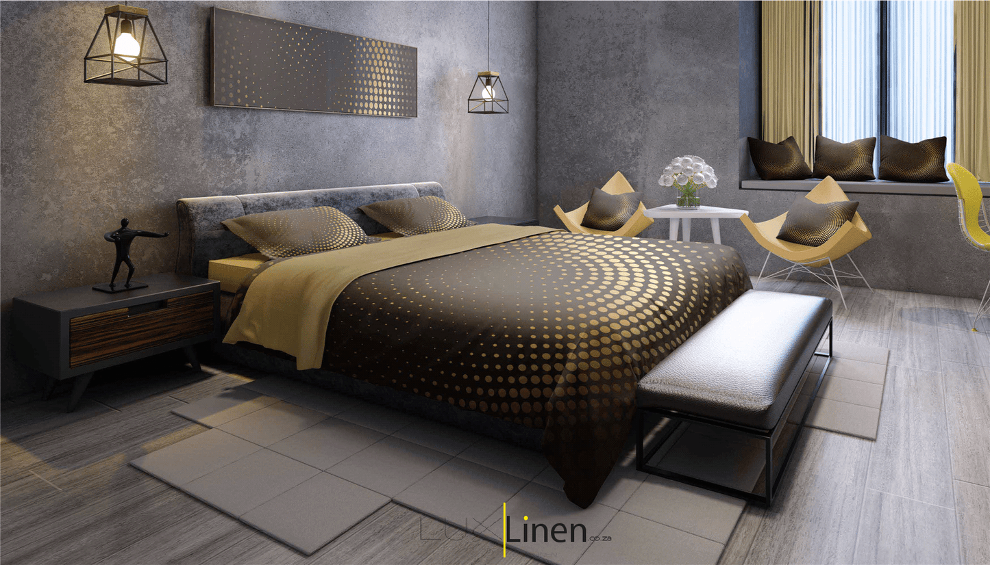 Black & Gold Spiral Bedding Set