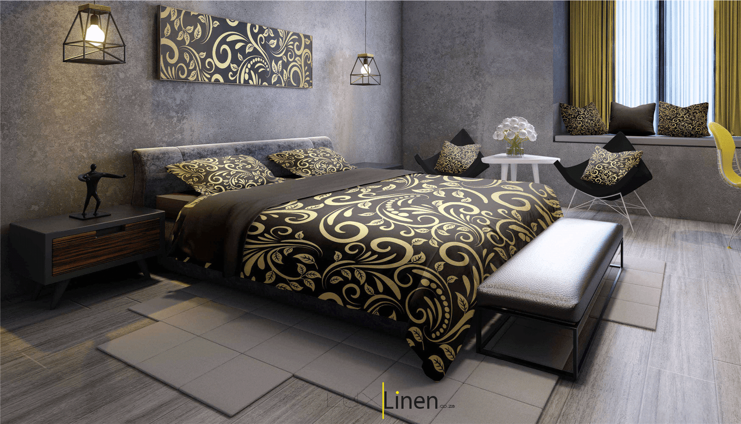 Black Floral Bedding Set
