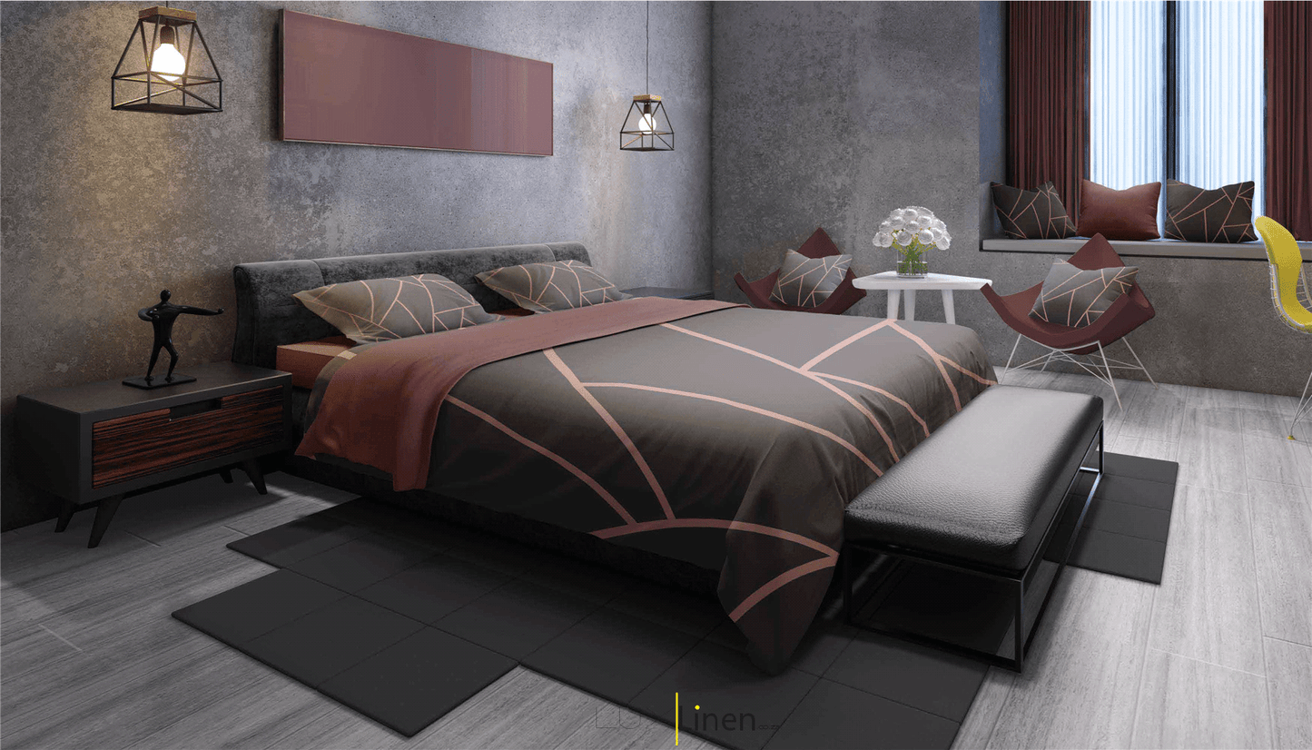 Burgundy Strip Bedding Set