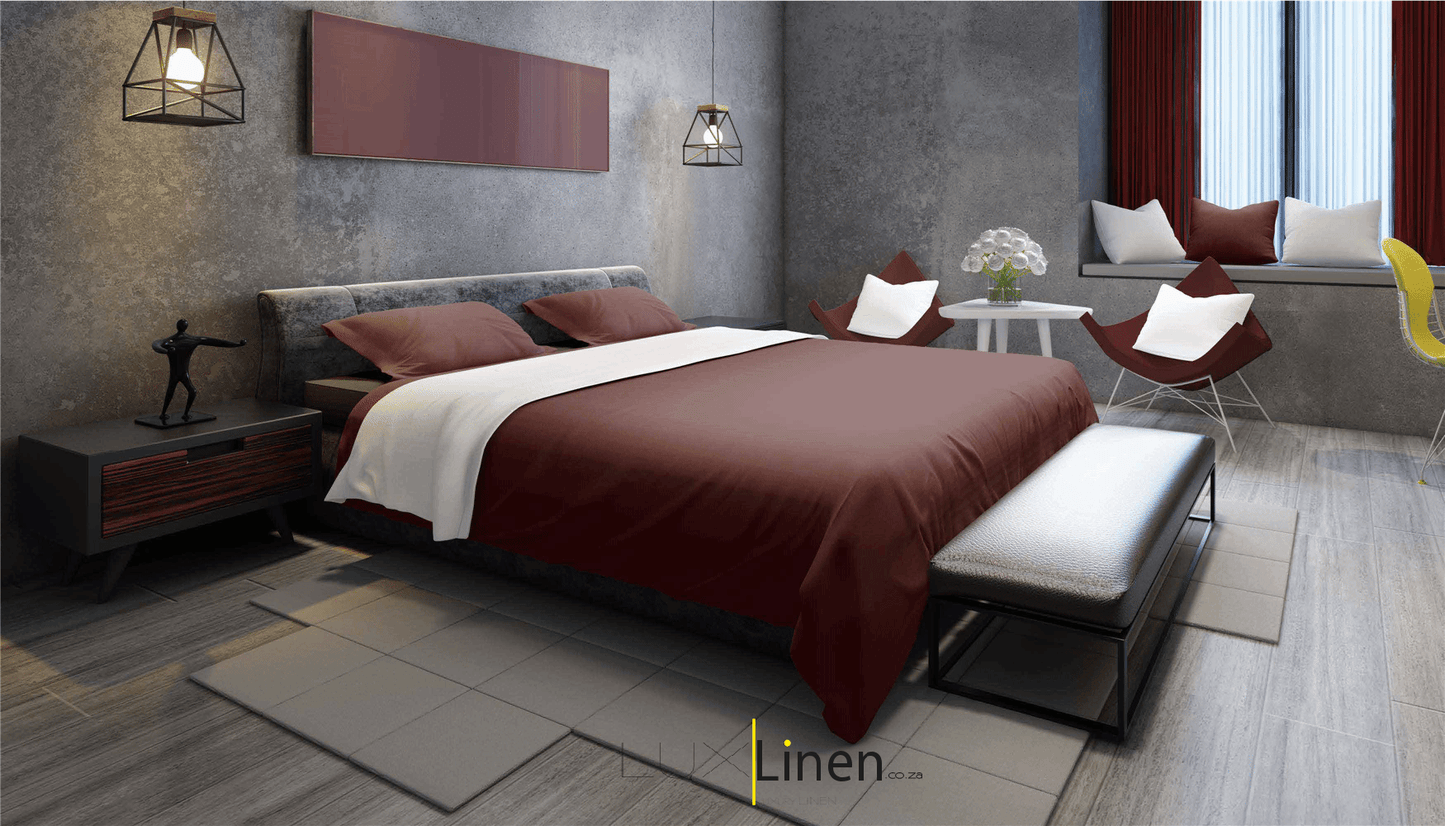 Burgundy & White Bedding Set