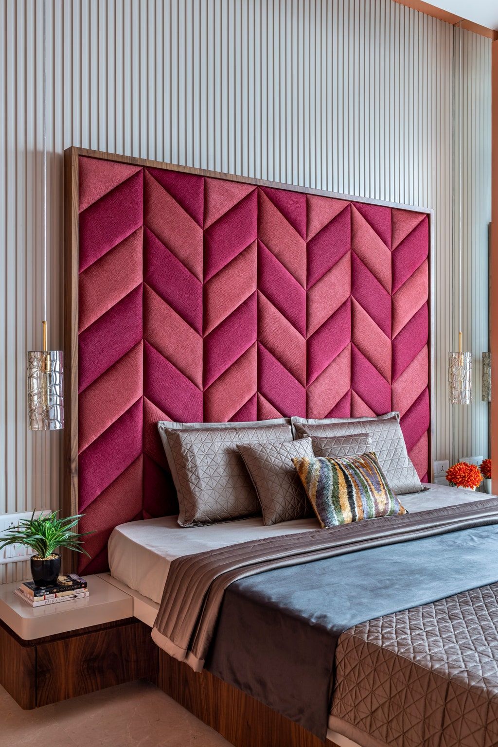 Deep Pink Velvet Headboard