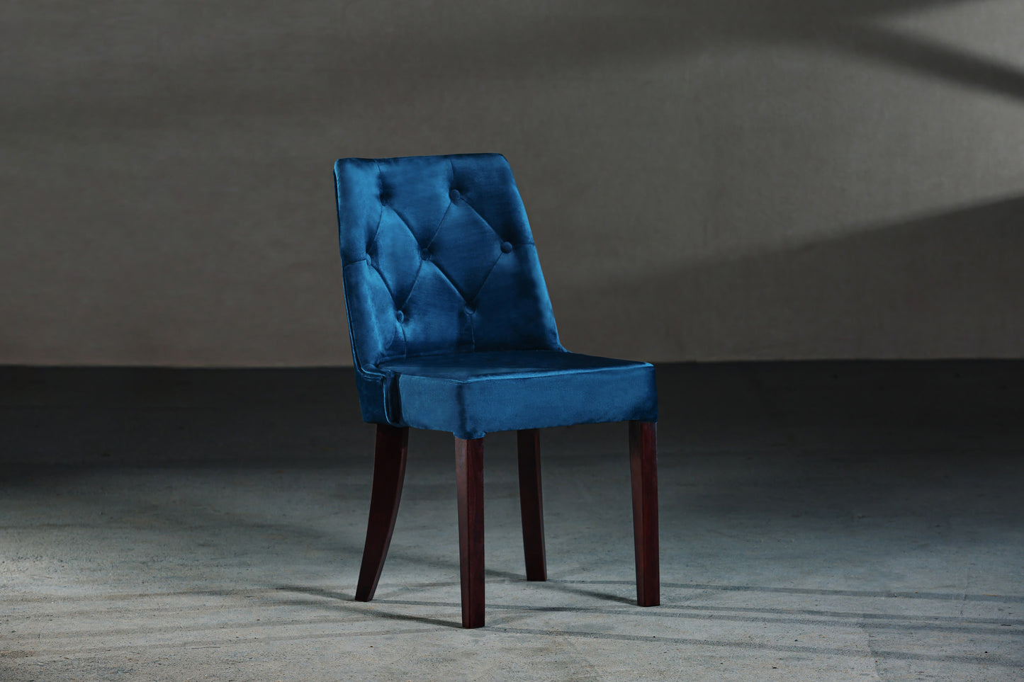 Jade Blue Velvet Diamond Button Chair