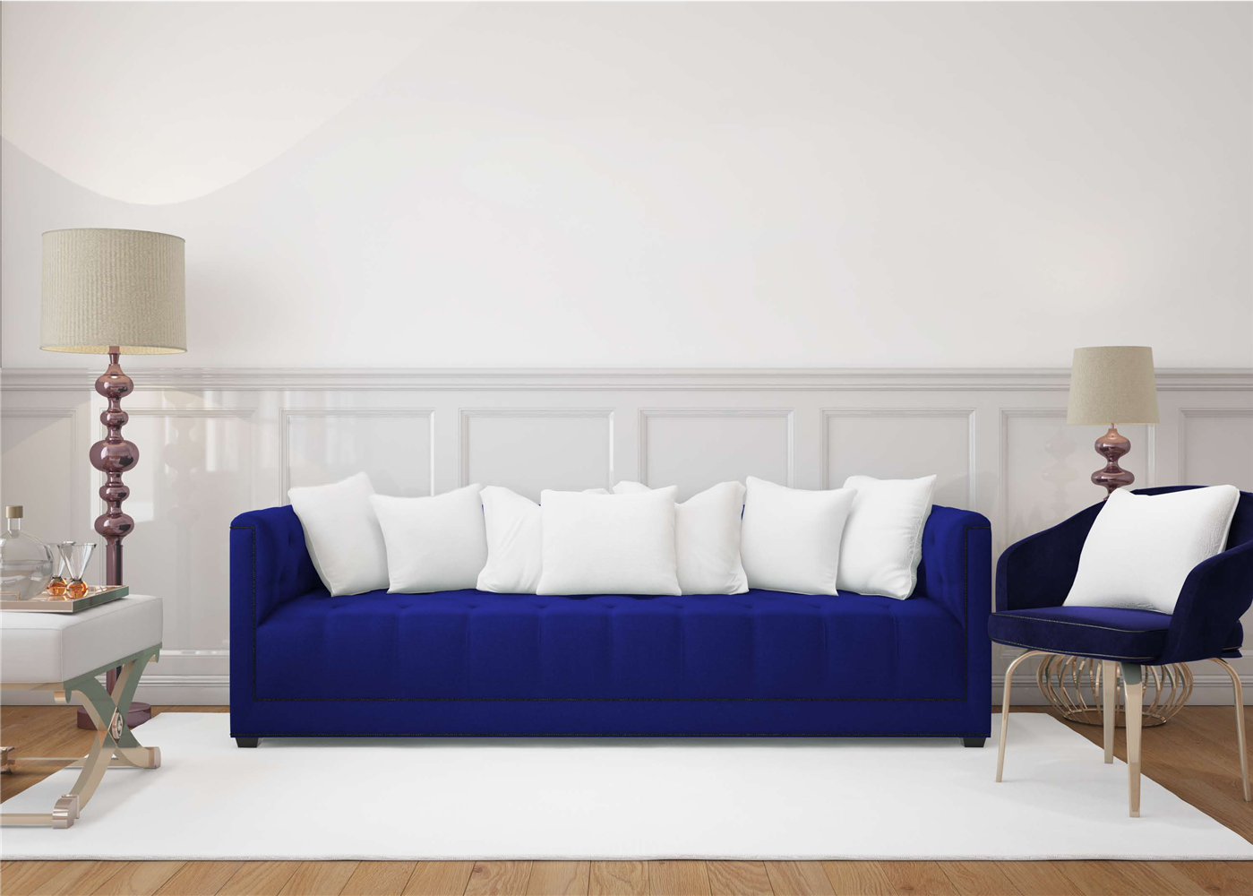 Luxury Blue Velvet Couch