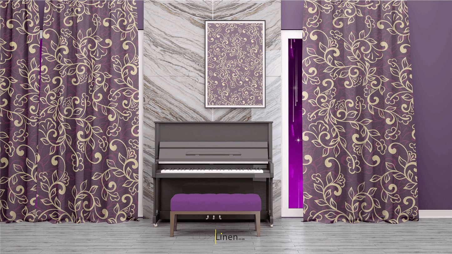 Purple Floral Curtain