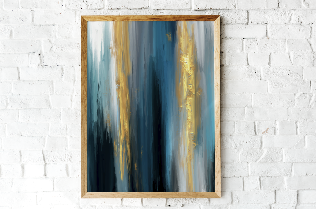 Luxury Gold & Blue Marble Painting