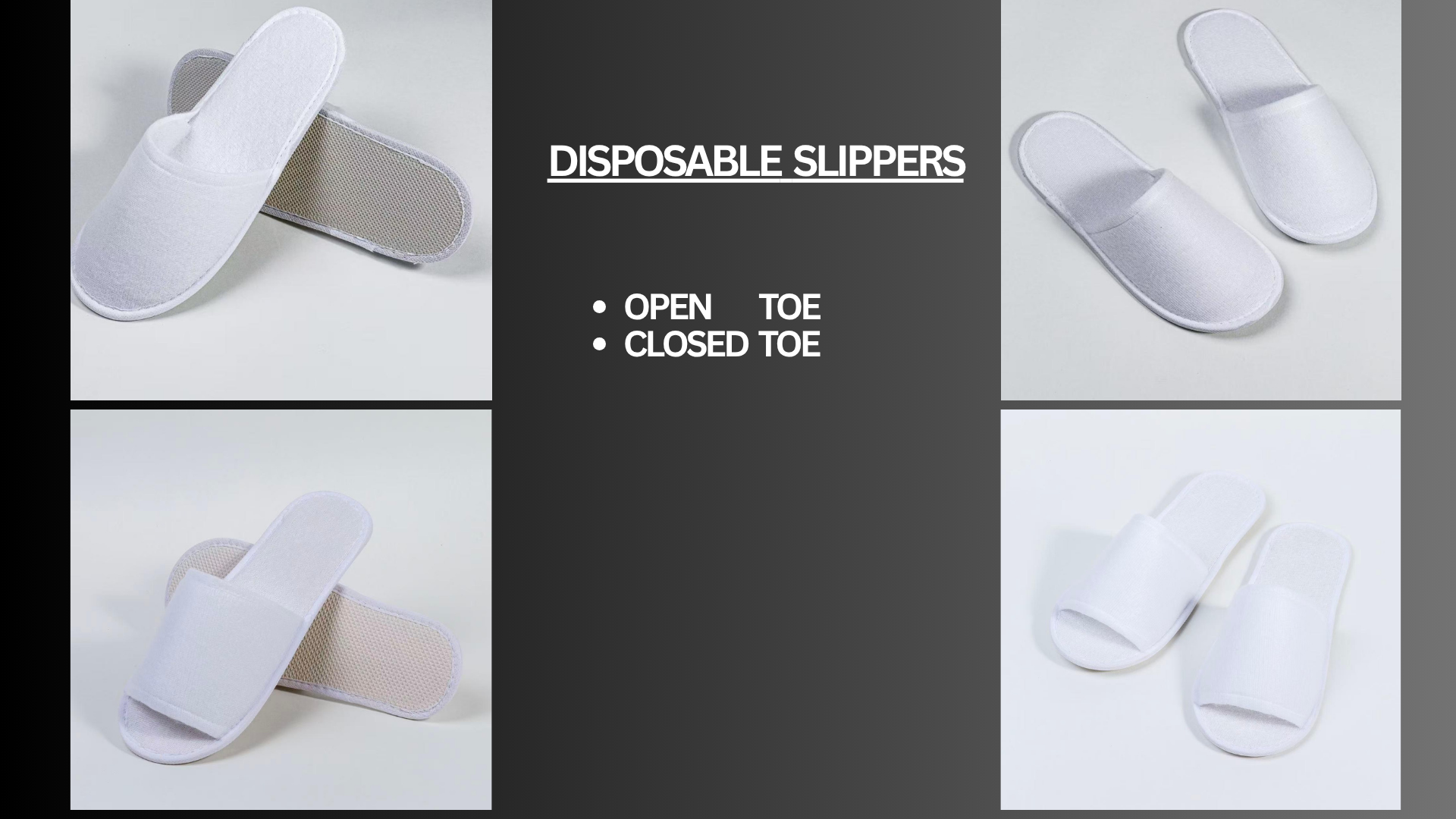 WHITE DISPOSABLE SLIPPERS (OPEN AND CLOSED TOE)