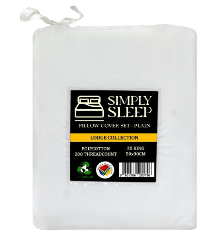 Simply Sleep - 200 Thread Count Polycotton Lodge Collection Pillow Cover (2pc)