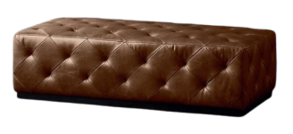 BUTTON GENUINE LEATHER OTTOMAN