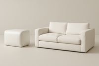 compression foam sofa compressed and decompressed in white without legs and with arm rests