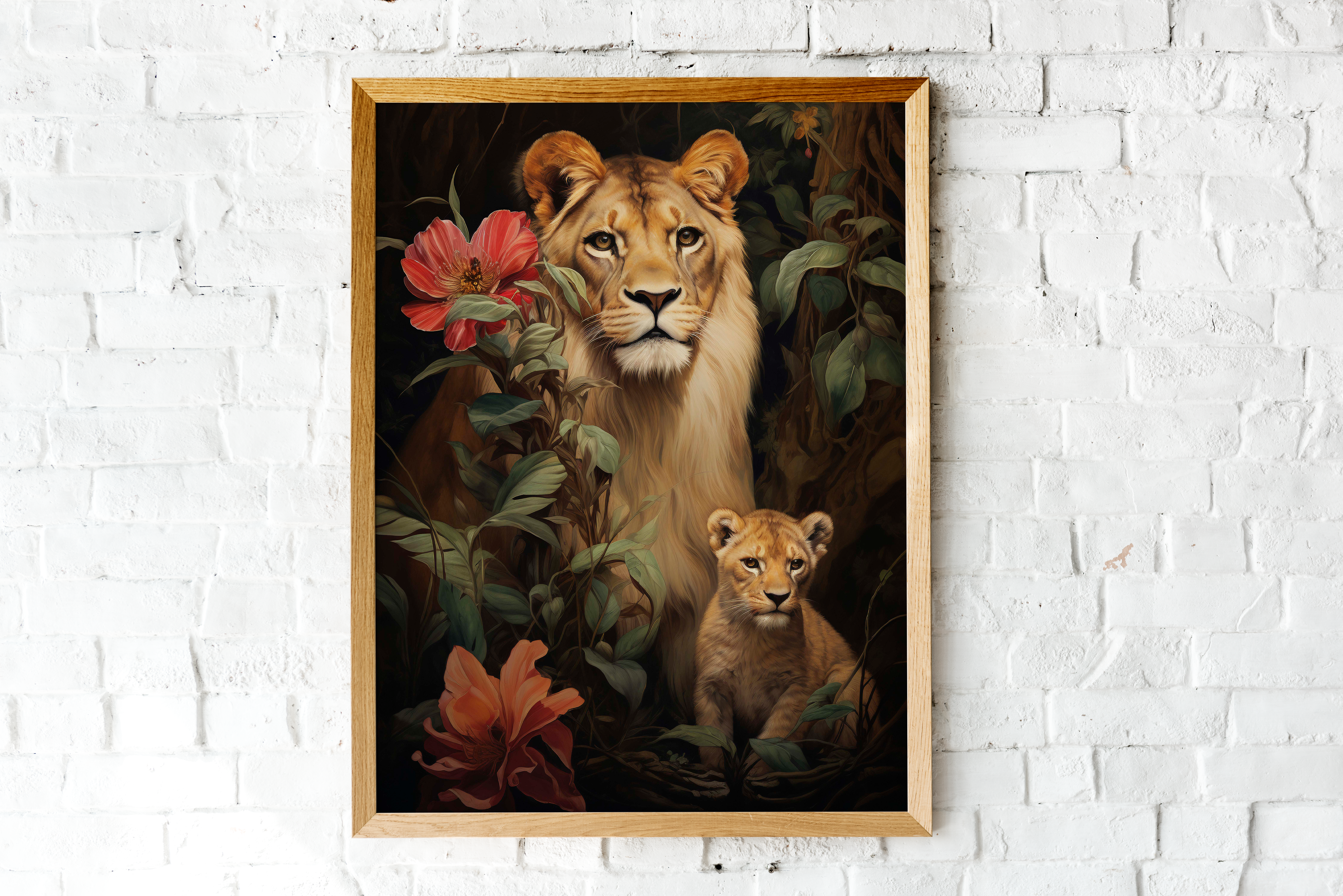 Lion and Cub Printed Painting