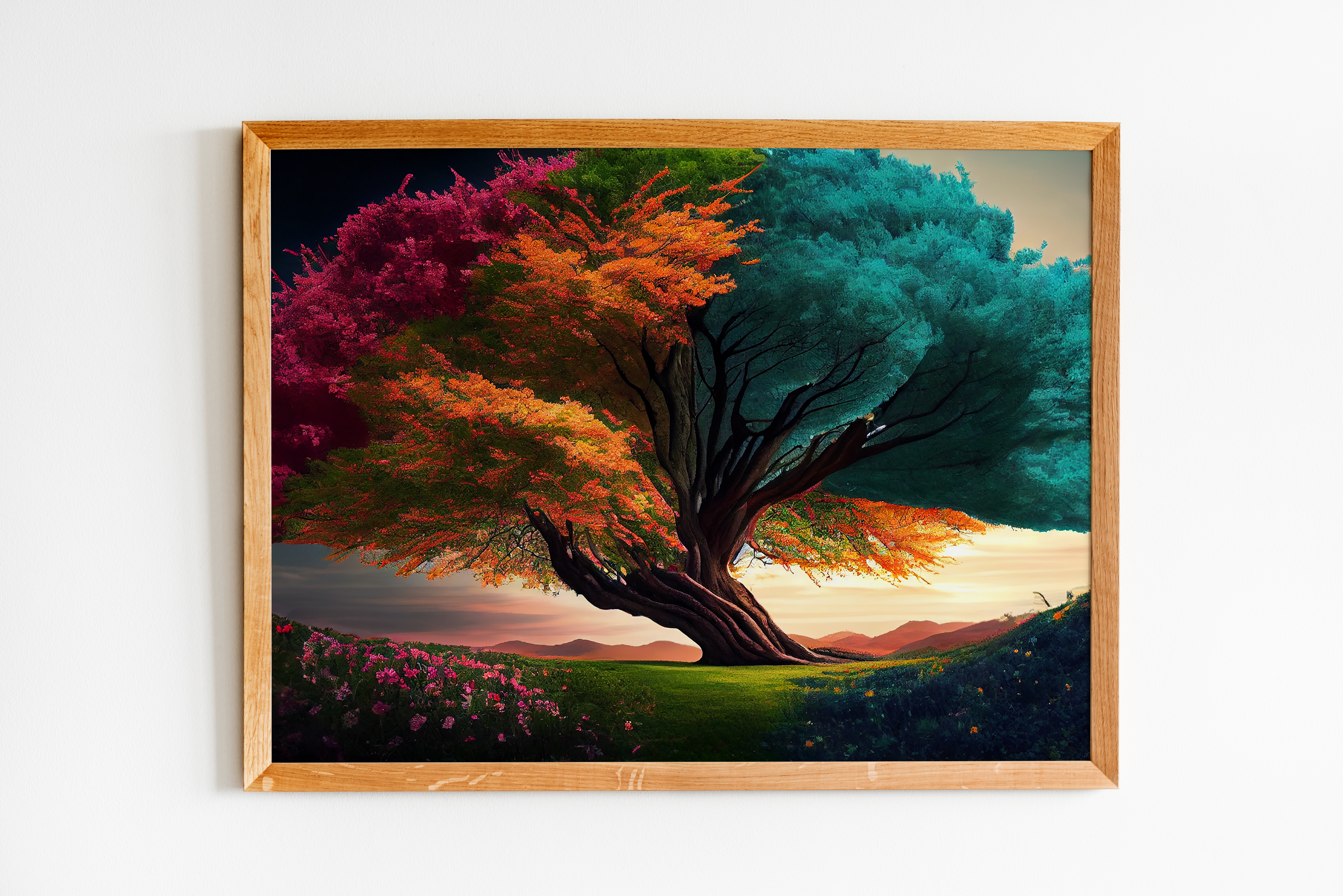 Multi-Color Tree Printed Painting