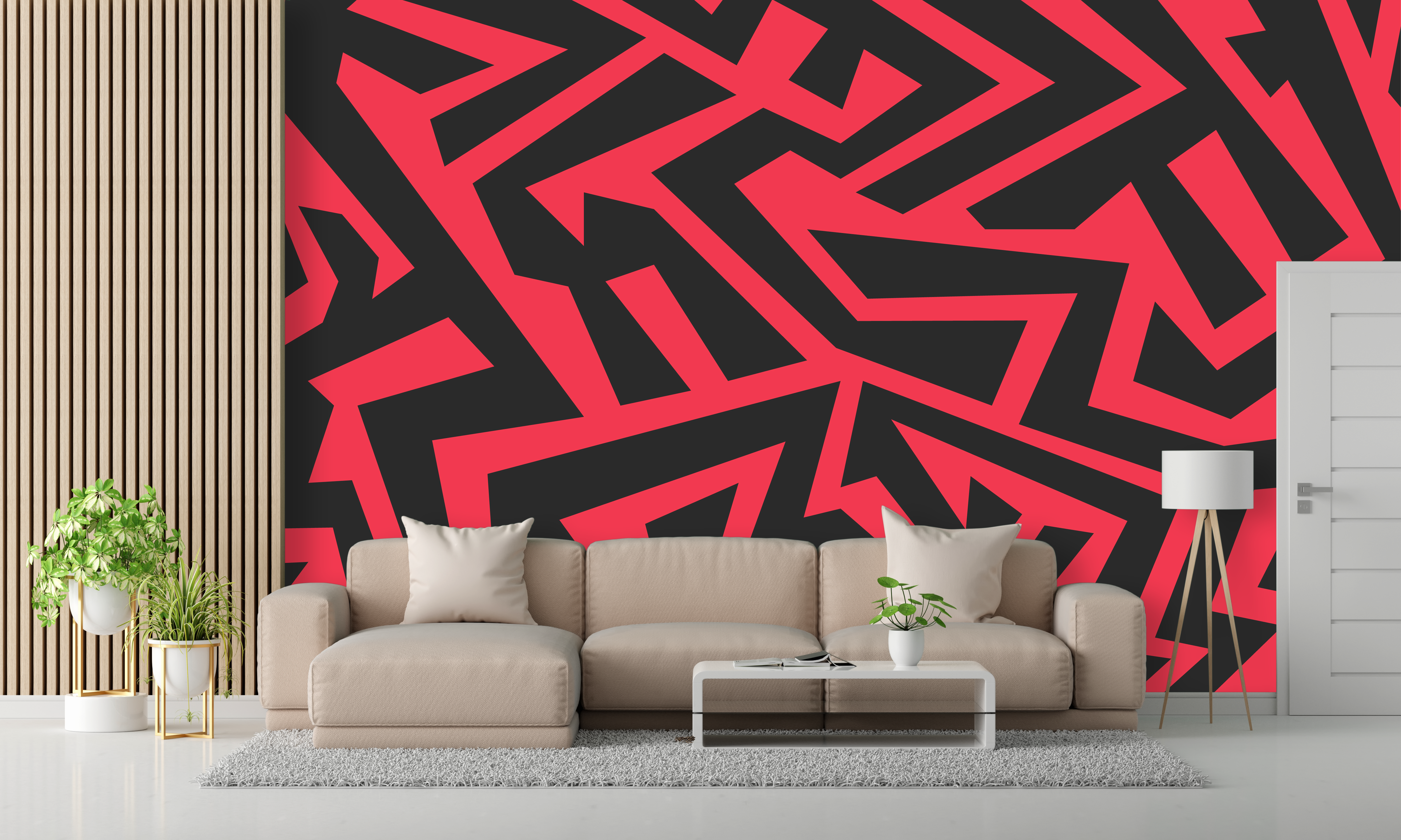 Red Grid Wallpaper