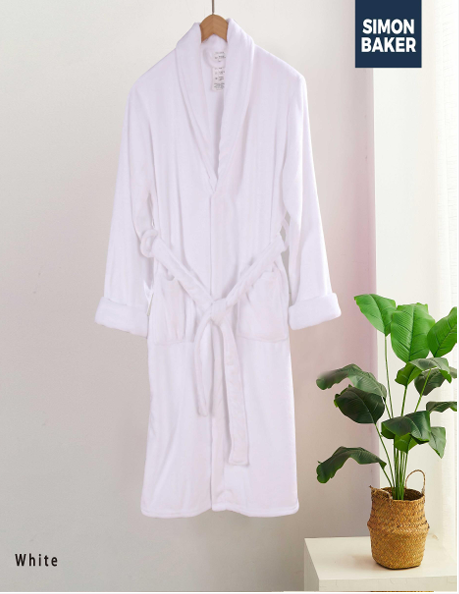 Bathrobe Flannel Fleece - White