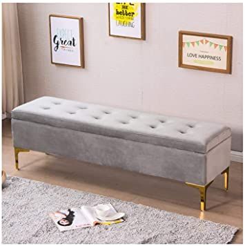 Grey Velvet Ottoman