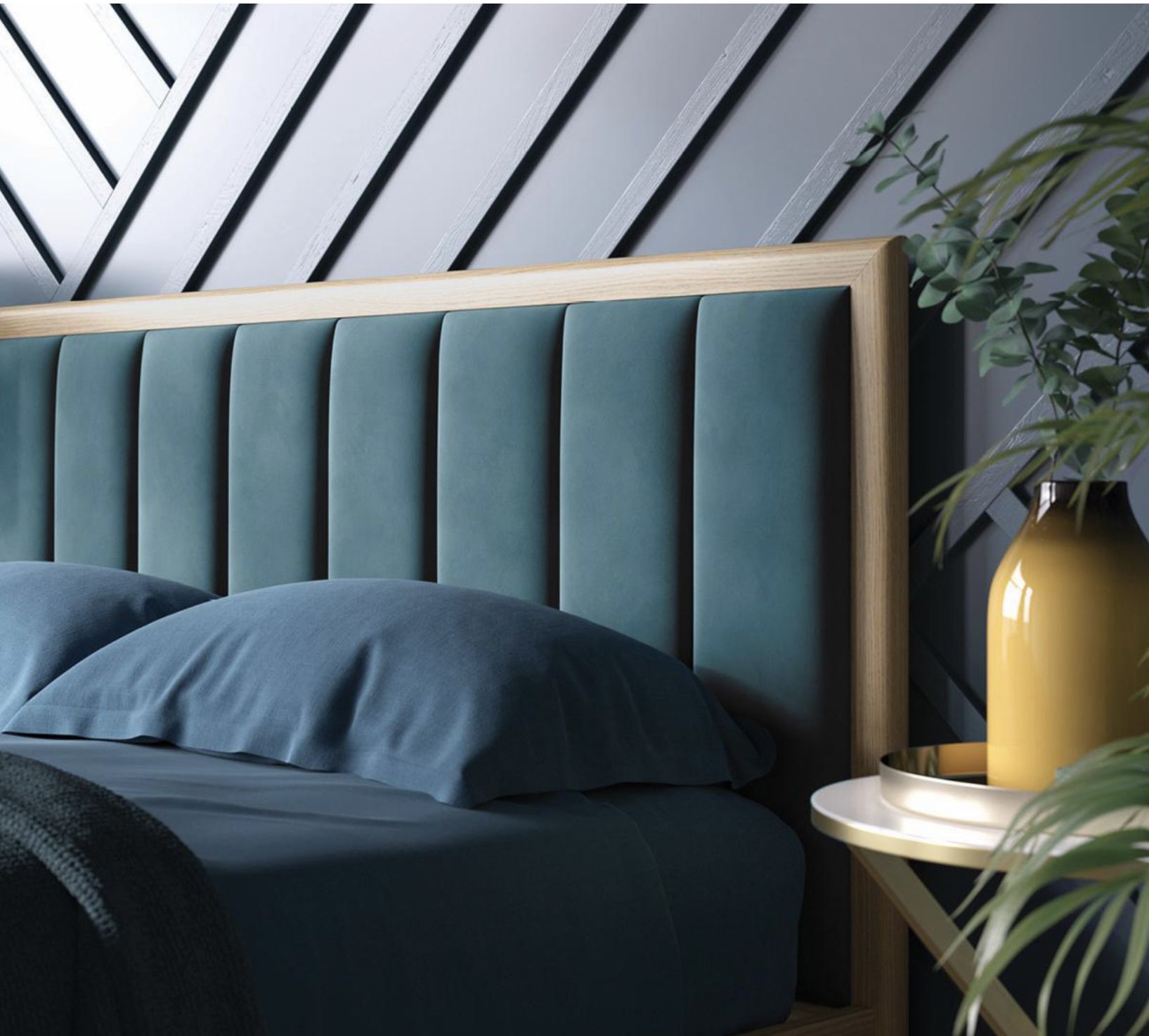 Luxury Velvet Teal Green Headboard