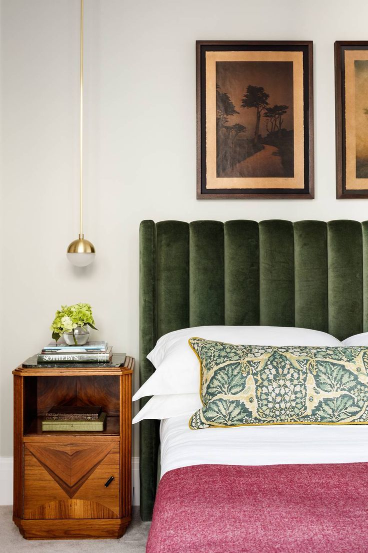 Khaki Green Velvet Headboard