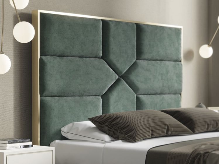 Khaki Green Velvet Headboard