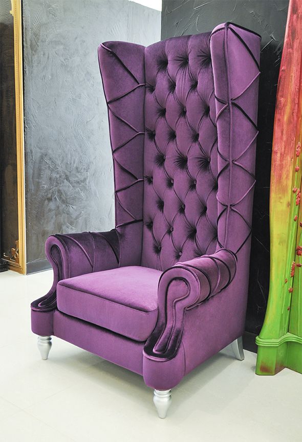 Luxury Purple Wing Back Velvet Chair