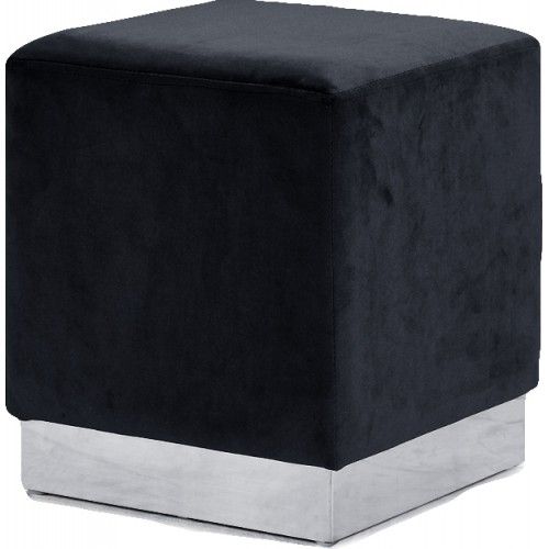 Cube Black Velvet Ottoman