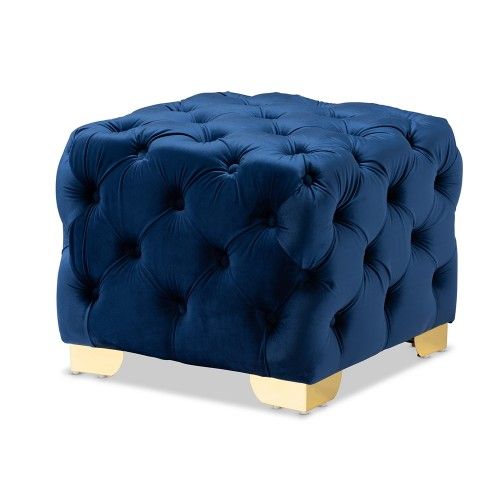 Luxury Tufted Gold Ottoman