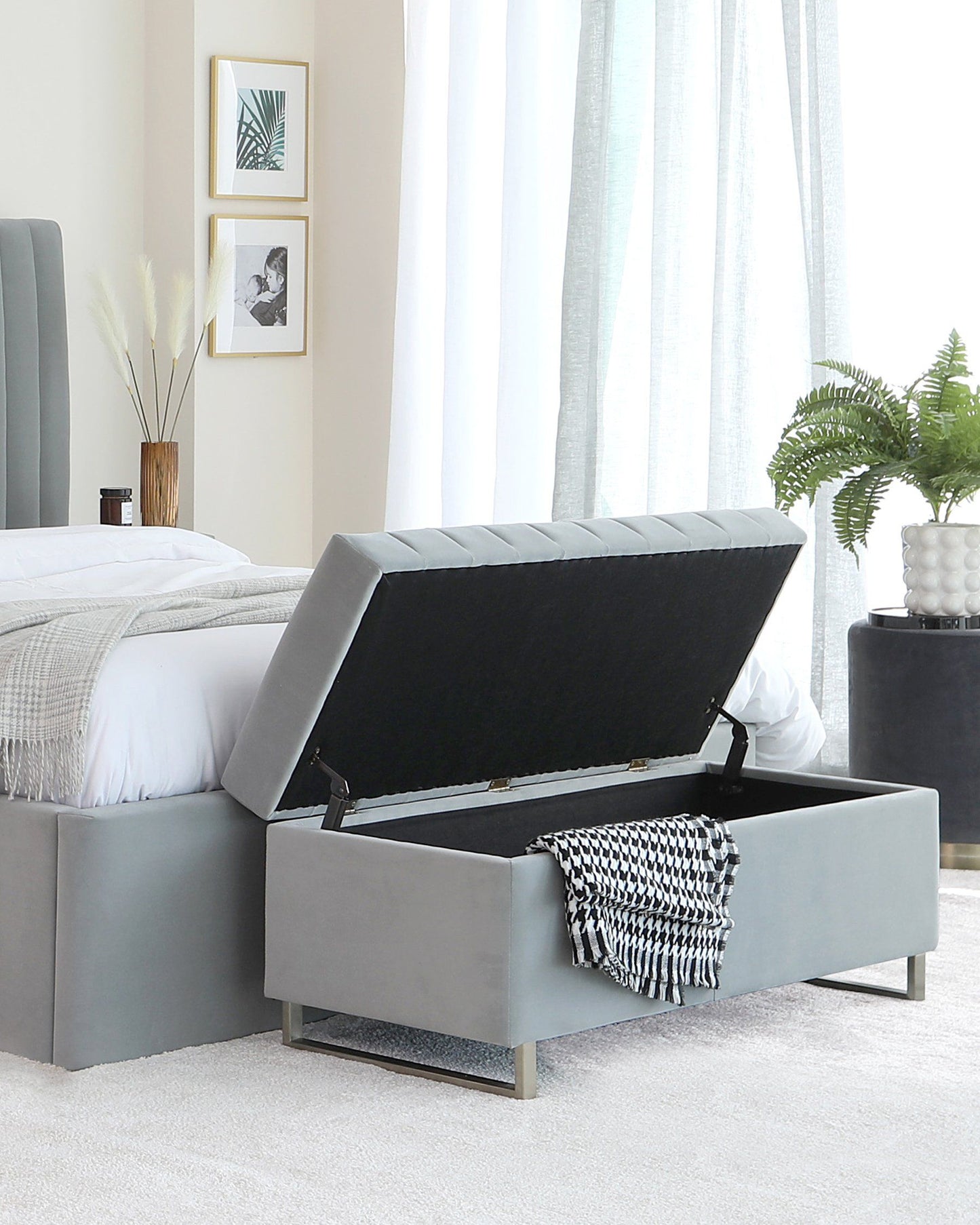 Grey Velvet Storage Box