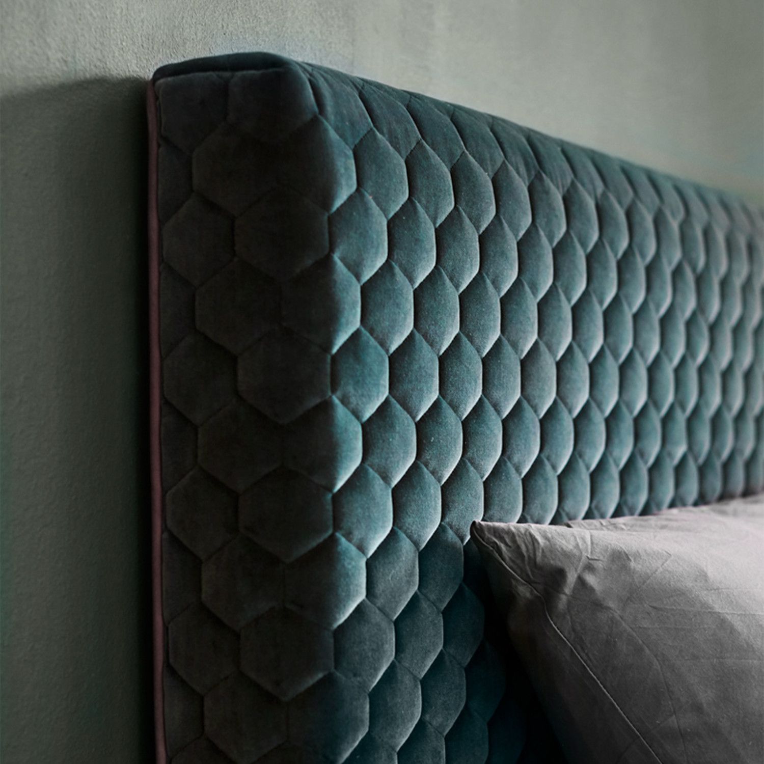 Hexagonal Shape Velvet Headboard