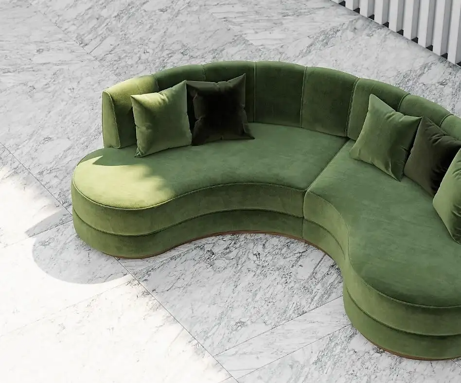 Lime Velvet Green U-Shape Couch