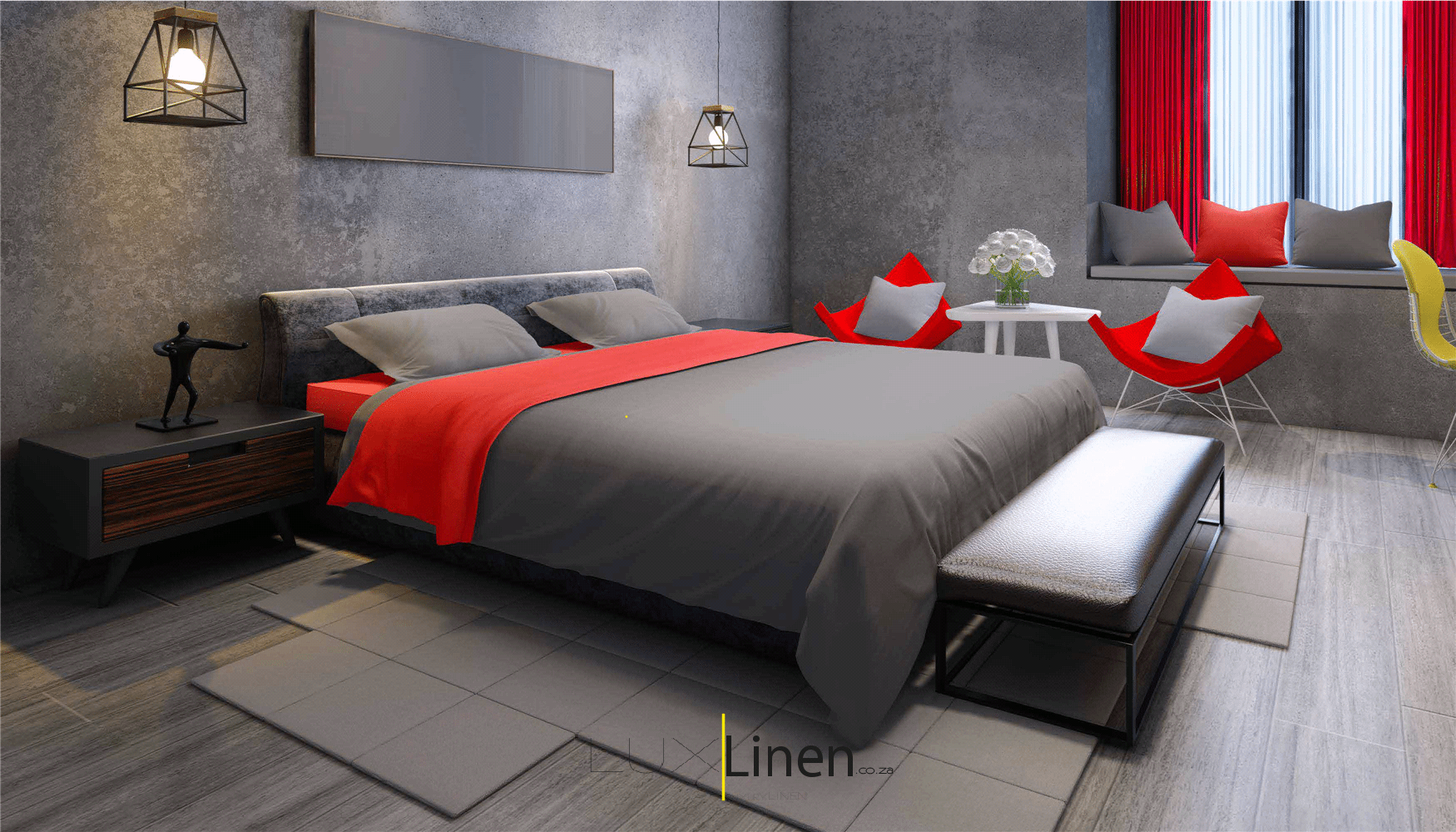 Space Grey & Red Bedding  Set
