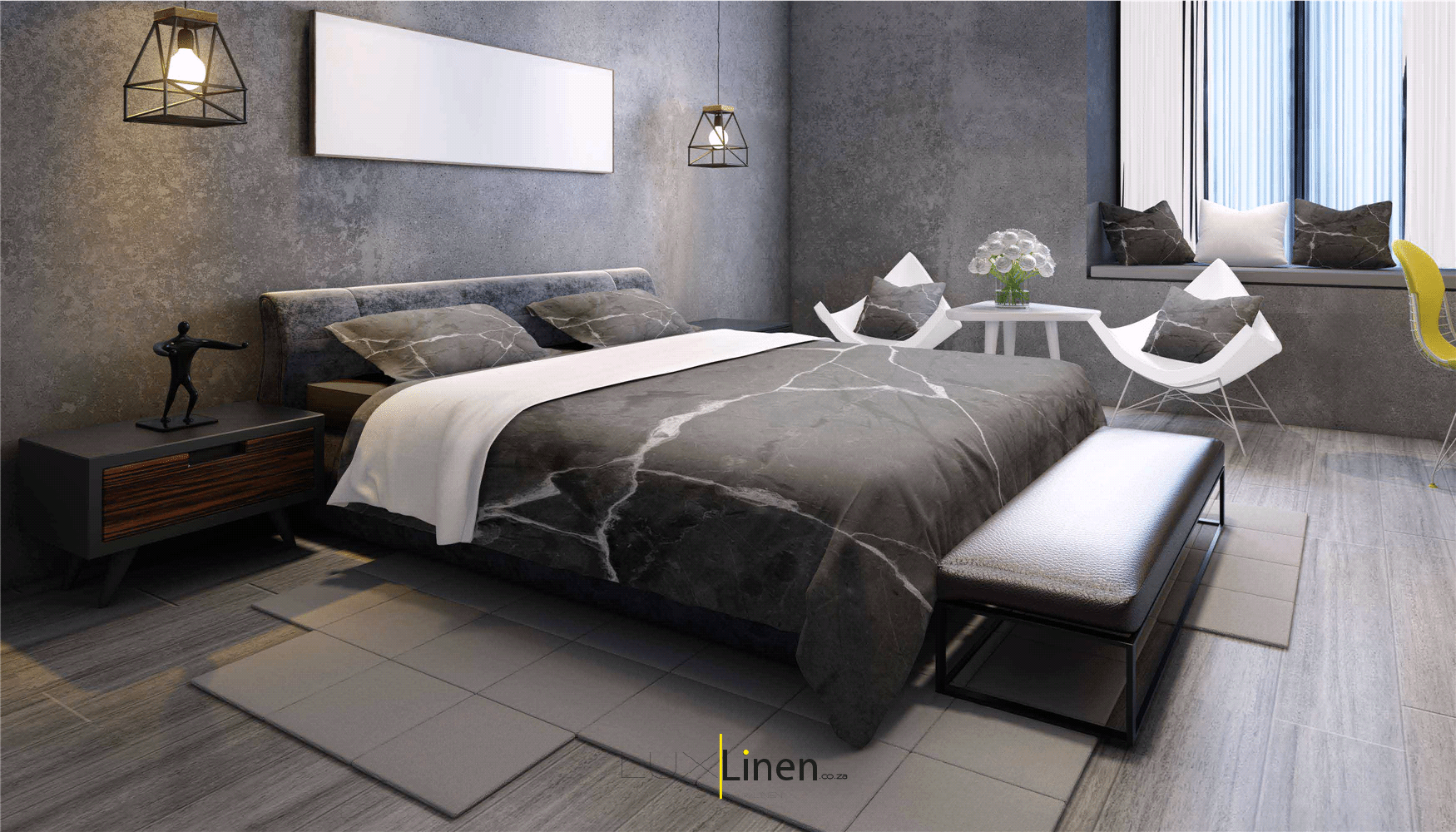 Marble Black & White Bedding Set