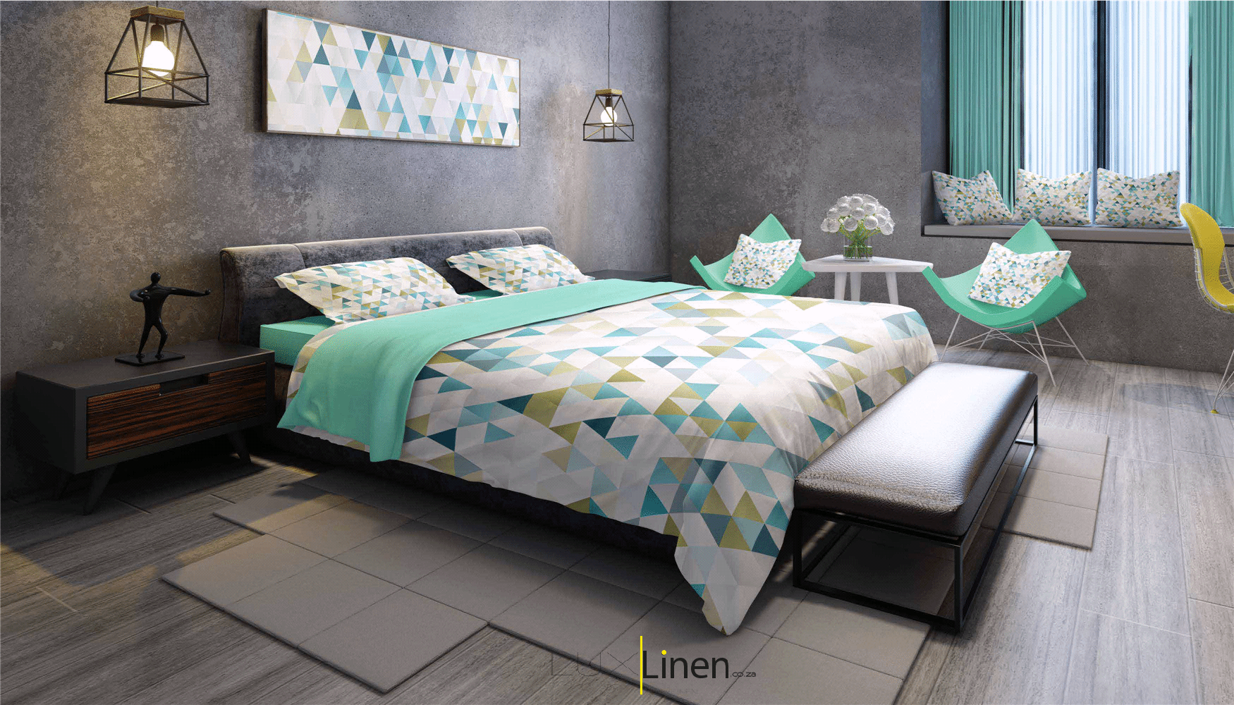 Turquoise Patterned Bedding Set