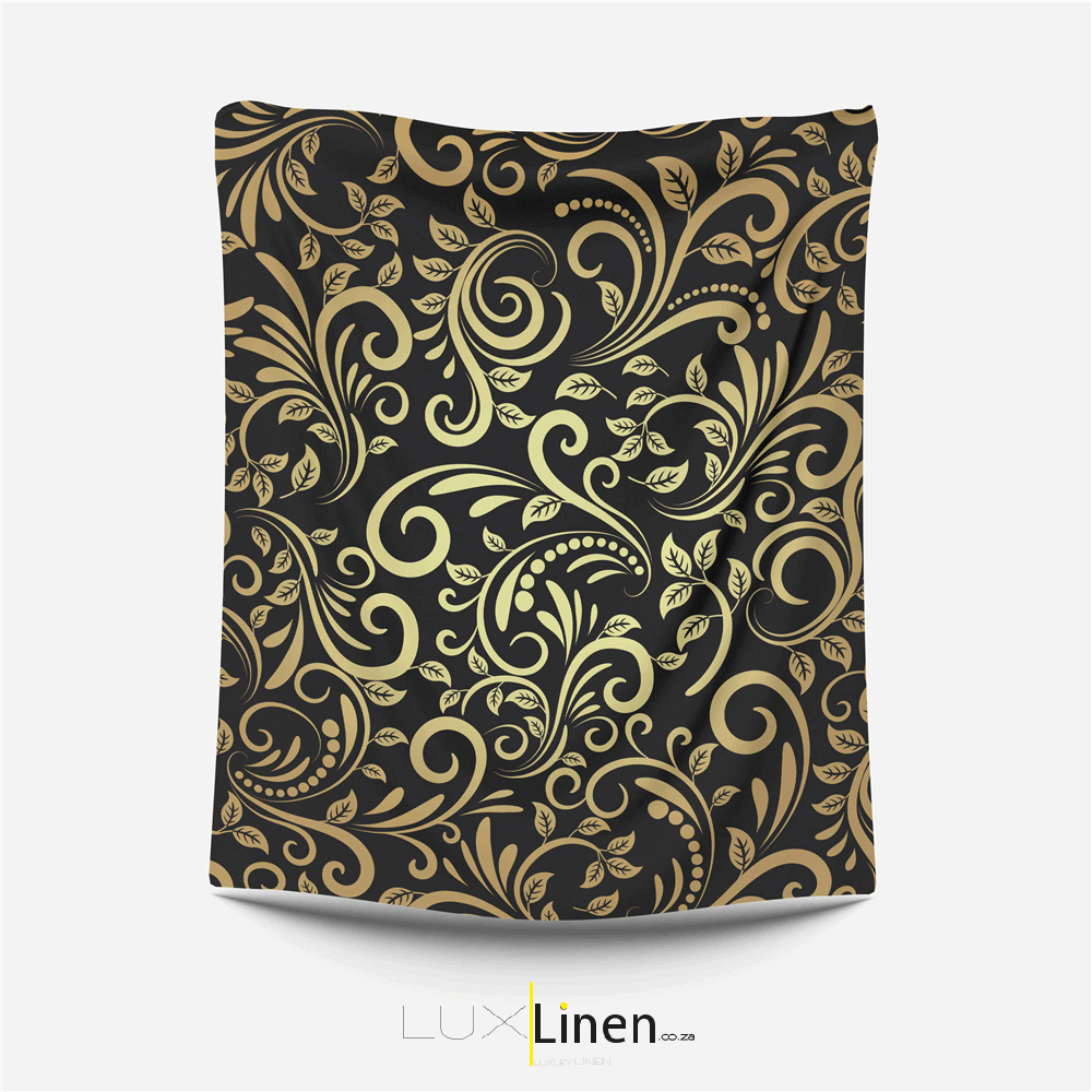 Gold Floral Flannel Blanket
