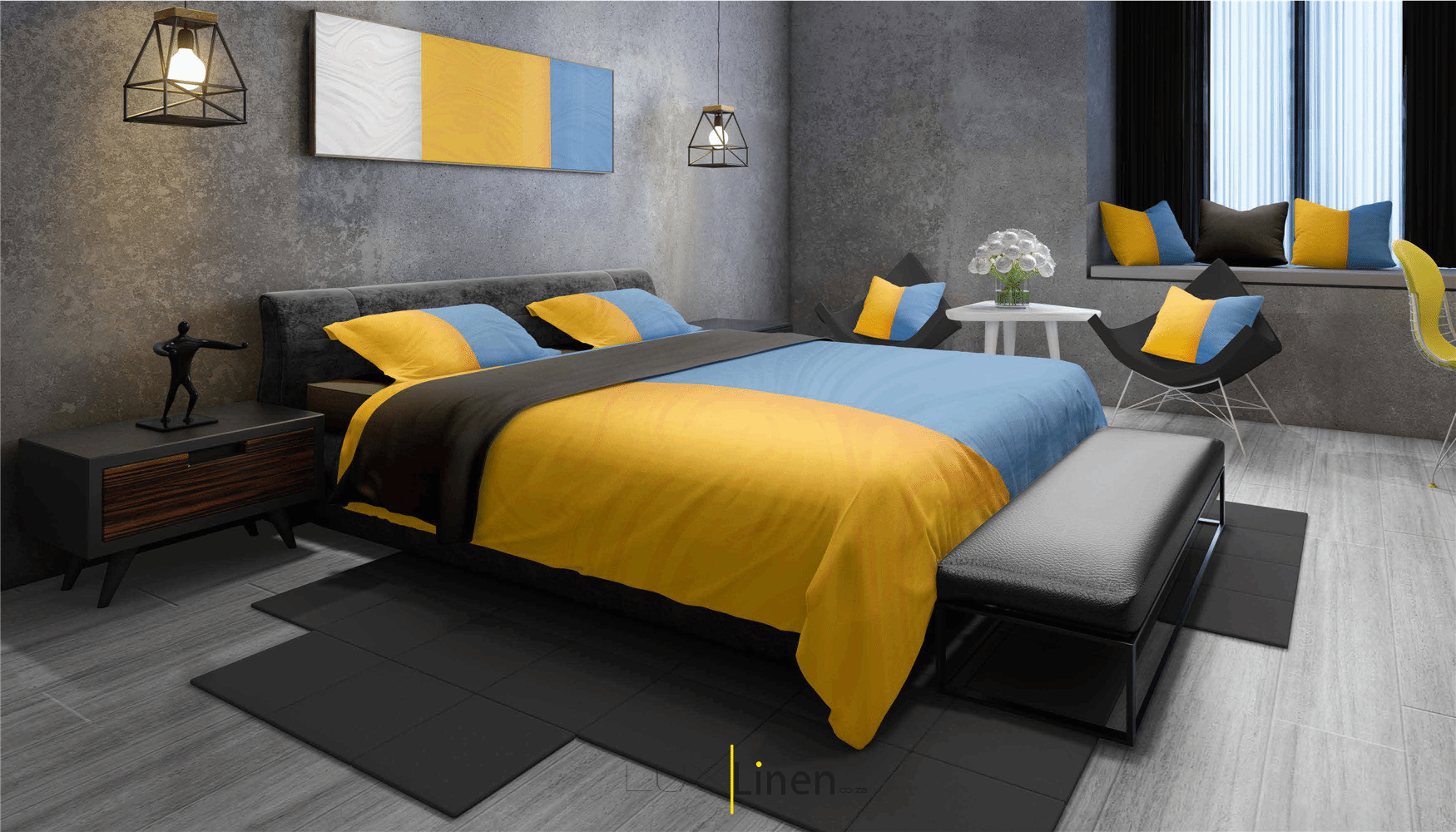 Yellow & Black Bedding Set
