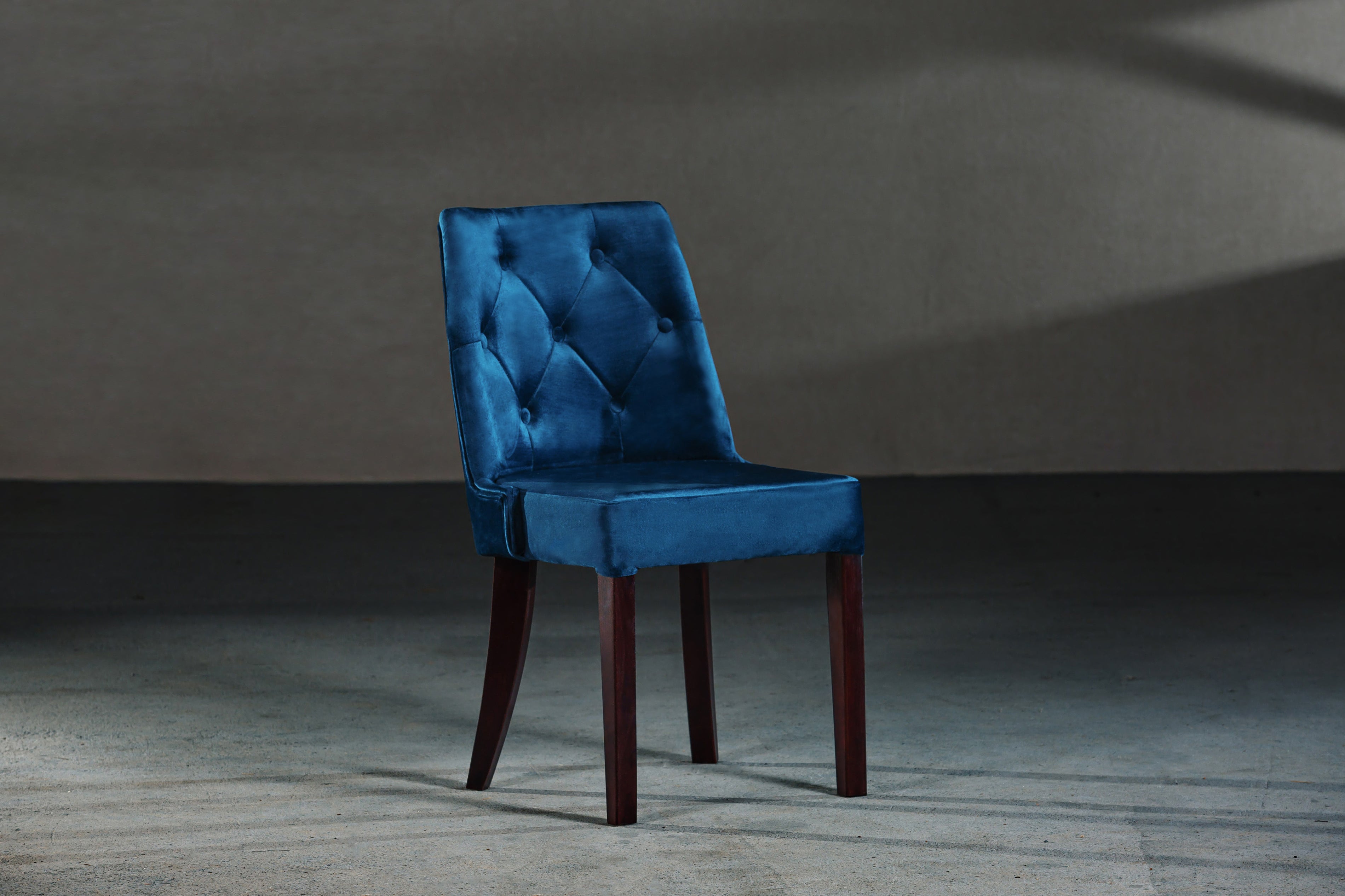 Jade Blue Velvet Diamond Button Chair