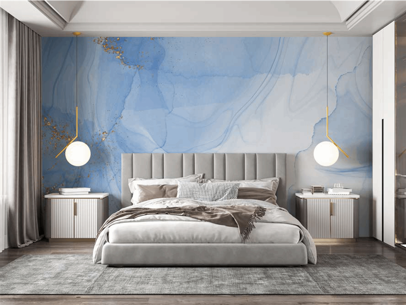 Light Blue Marble Wall-Paper