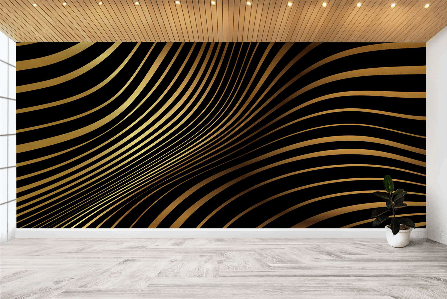 Black & Gold Wall-Paper