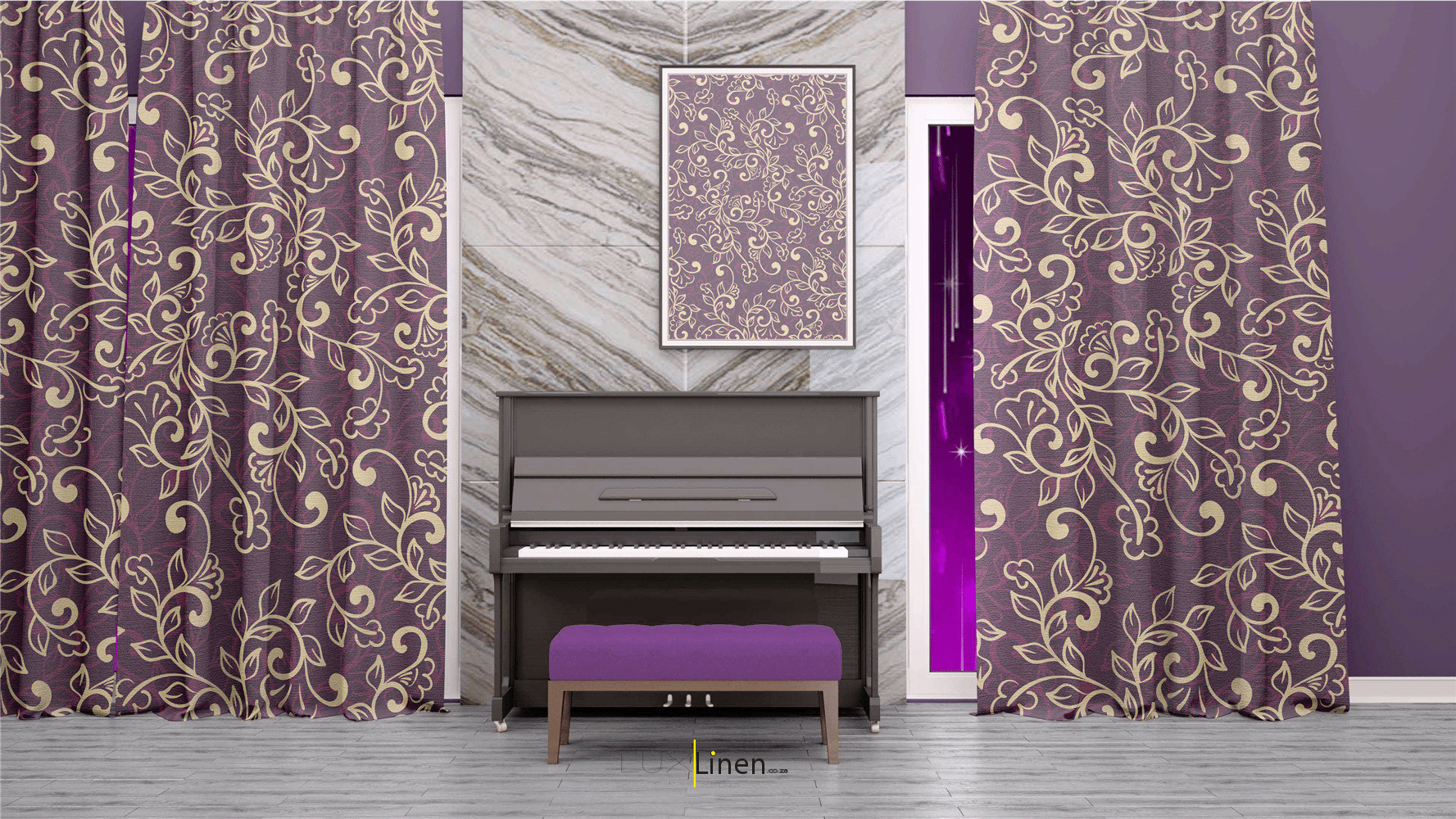 Purple Floral Curtain